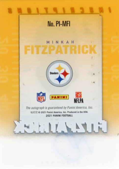 2021 Panini Pinnacle Minkah Fitzpatrick Inscriptions #PI-MFI - Autograph #/100 Steelers