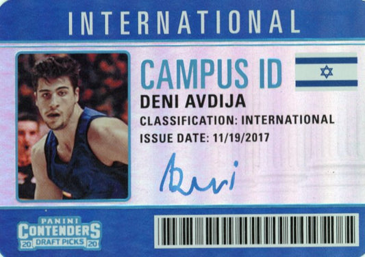 2020 Panini Contenders Draft Picks Deni Avdija International Campus ID #16 - Silver Autograph Wizards