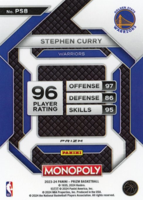 2023/24 Panini Prizm Monopoly Stephen Curry #PS8 - Warriors