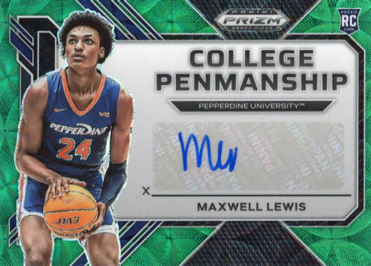 2023 Panini Prizm Draft Picks Maxwell Lewis College Penmanship RC #CP-MAX - Green Scope #/8 Pepperdine
