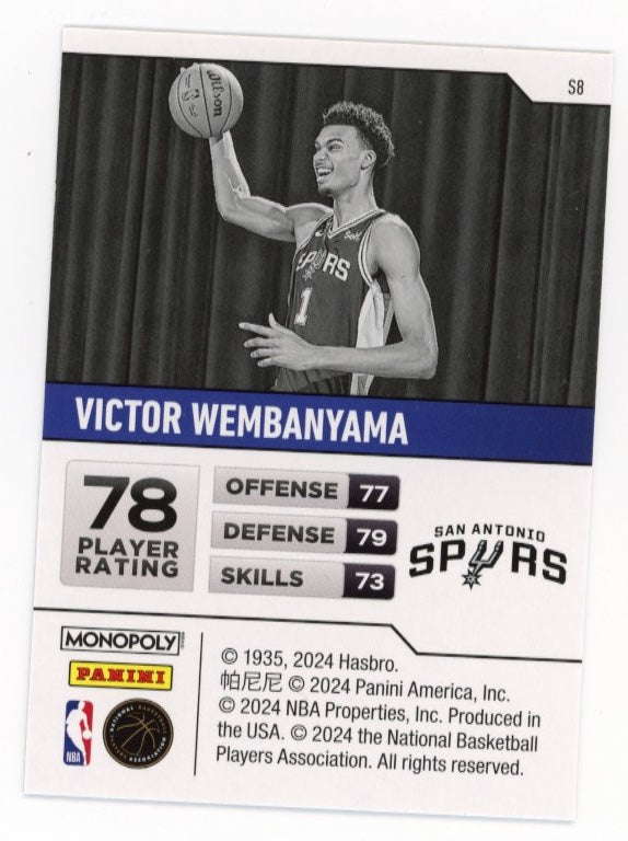 2024 Panini Monopoly Victor Wembanyama RC #S8 - Spurs