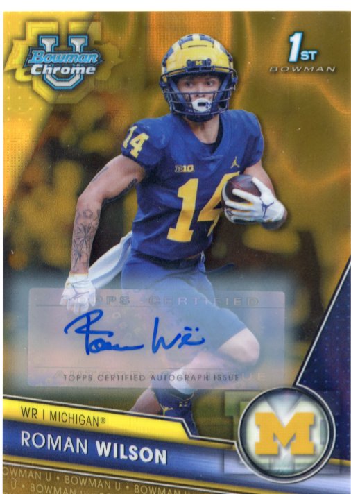 2023 Topps Bowman Chrome Roman Wilson 1st Bowman #169 - Autograph #/50 Gold Refractor Michigan