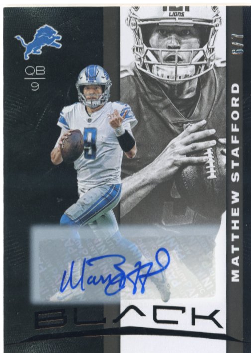 2019 Panini Black Matthew Stafford #17 - Autograph #/7 Lions