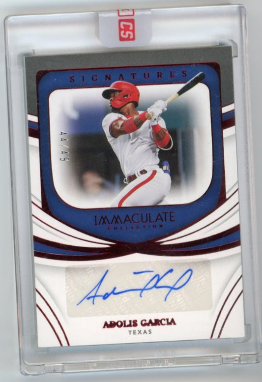 2022 Panini Immaculate Collection Adolis Garcia #IS-AG - #/49 Autograph Red Rangers