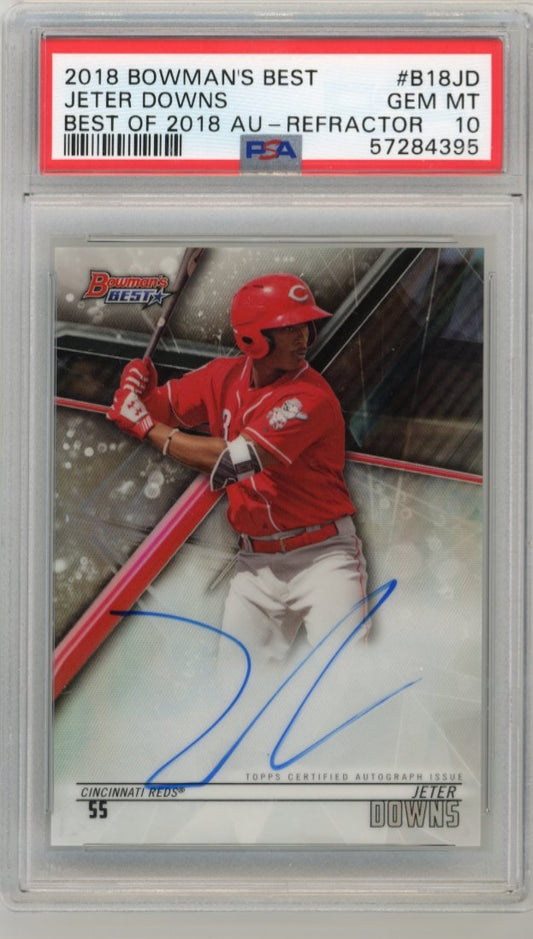 2018 Topps Bowman's Best Jeter Downs Autograph #B18JD - Refractor PSA 10 Reds