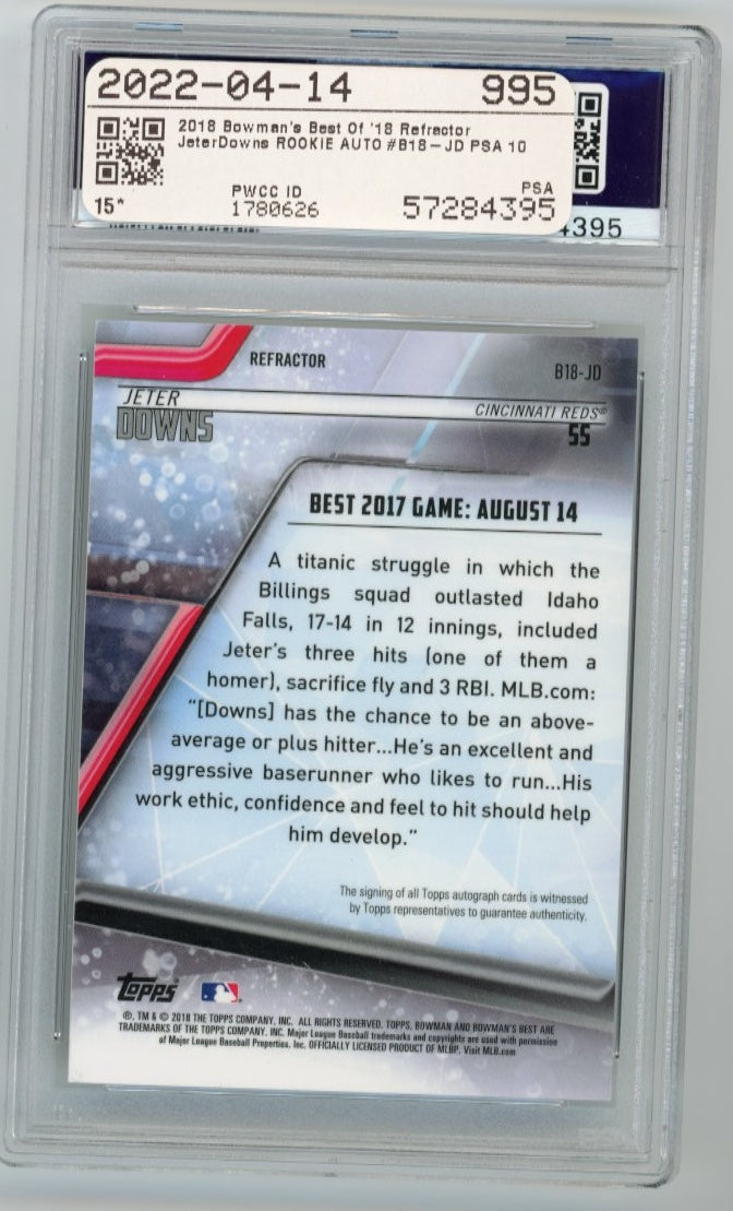 2018 Topps Bowman's Best Jeter Downs Autograph #B18JD - Refractor PSA 10 Reds