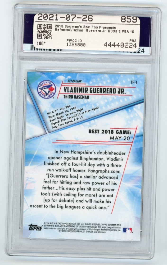 2018 Topps Bowman's Best Vladimir Guerrero Jr. #TP-1 - Refractor PSA 10