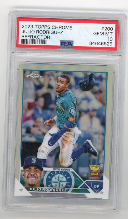 2023 Topps Chrome Julio Rodriguez #200 - Refractor PSA 10 Mariners