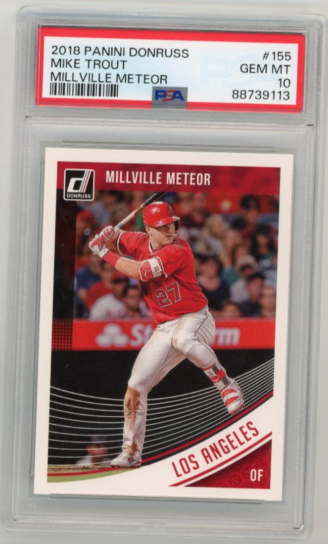 2018 Panini Donruss Mike Trout Millville Meteor #155 - PSA 10 Angels