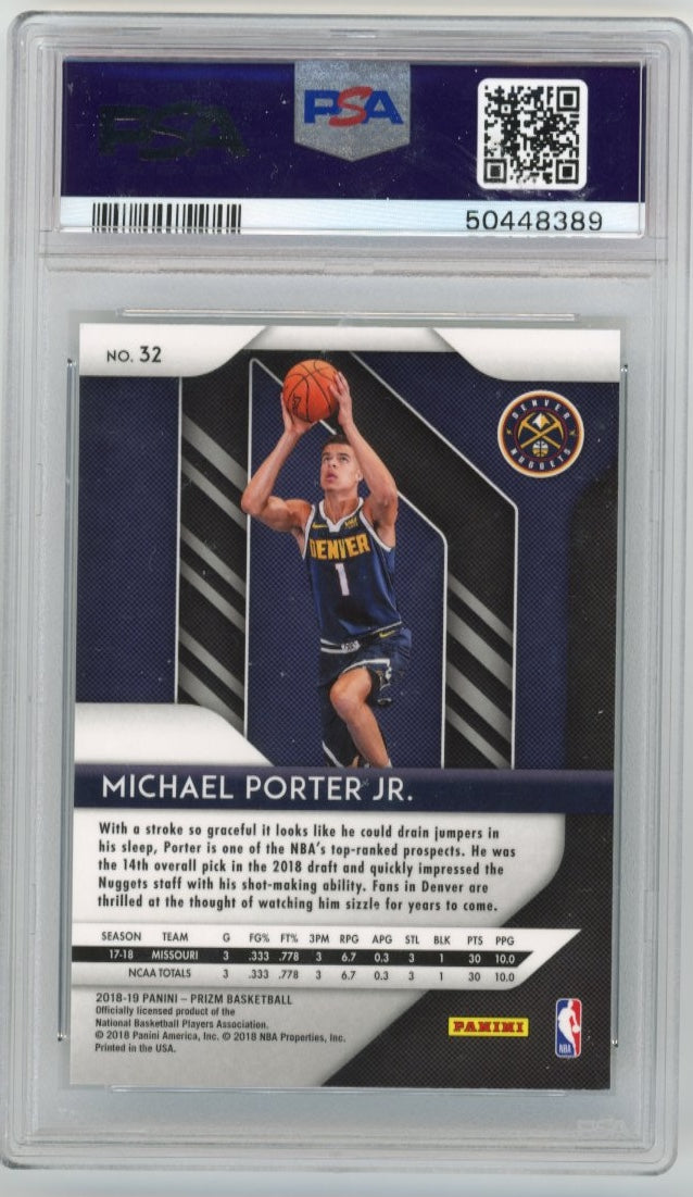 2018 Panini Prizm Michael Porter Jr. RC #32 - PSA 10 Nuggets