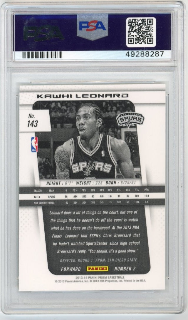 2013 Panini Prizm Kawhi Leonard  #143 - PSA 10 Spurs