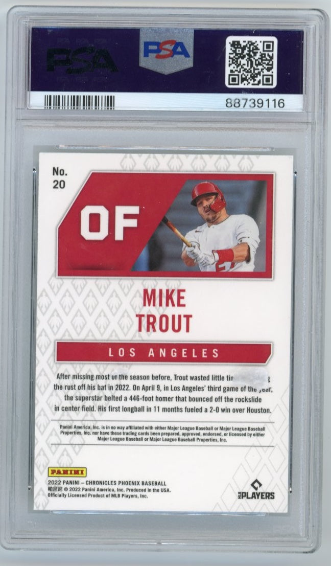 2022 Panini Chronicles Phoenix Mike Trout #20 - PSA 10 Angels