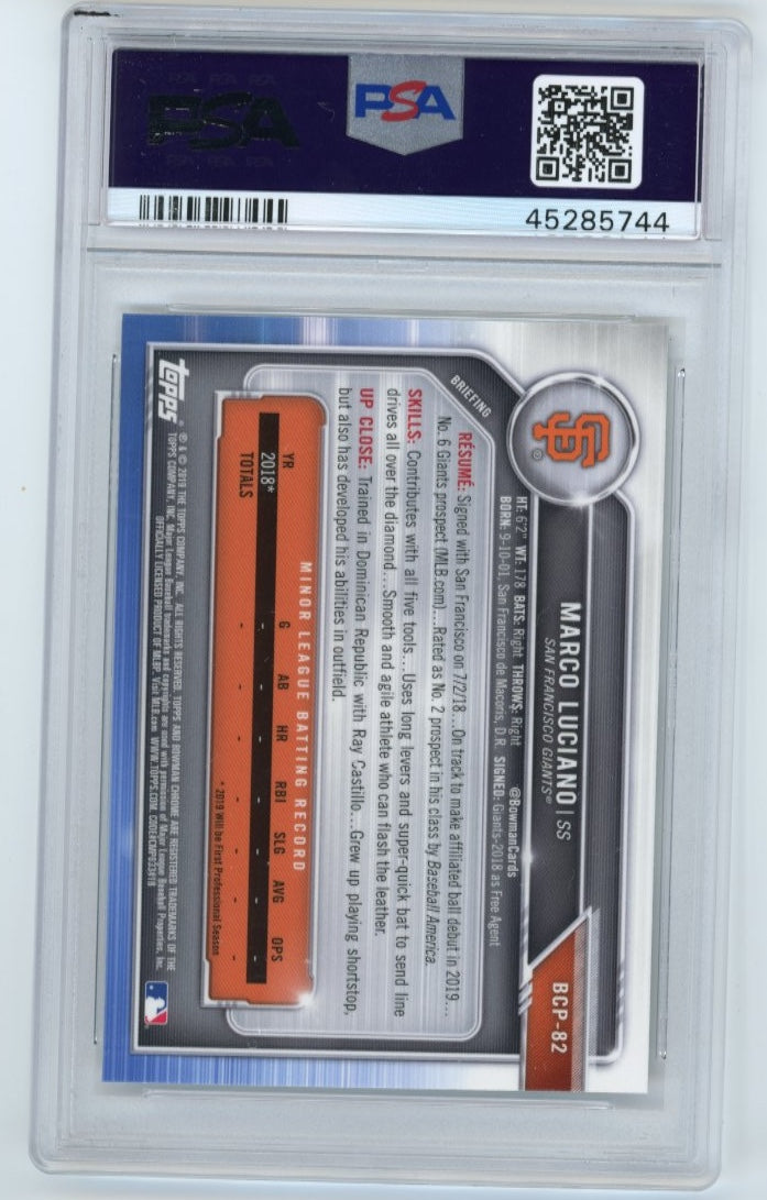 2019 Topps Bowman 1st Marco Luciano #82 - Mega Box Exclusive PSA 10 Giants