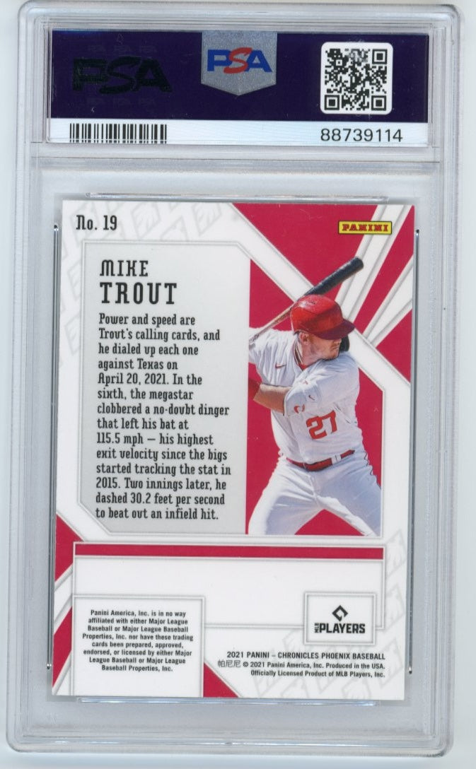 2021 Panini Chronicles Phoenix Mike Trout #19 - Purple Velocity PSA 10 Angels