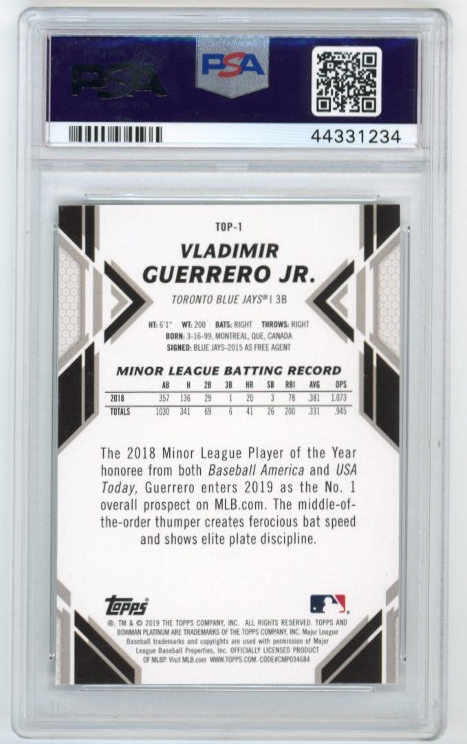 2019 Topps Bowman Platinum Vladimir Guerrero Jr. Top Prospects #TOP-1 - PSA 10 Blue Jays