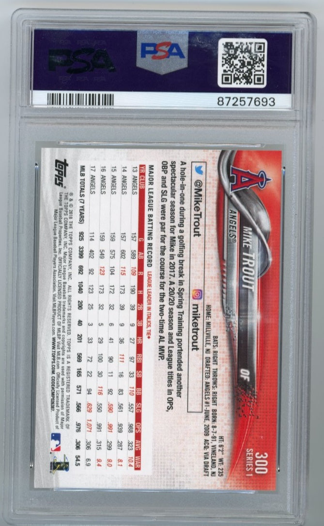 2018 Topps Mike Trout White Jersey #300 - PSA 10 Angels