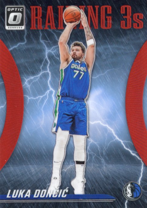 2023/24 Panini Donruss Optic Luka Doncic Raining 3s #15 - #/99 Red Mavericks