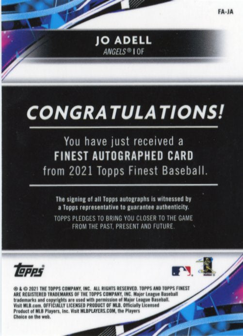 2021 Topps Finest Jo Adell RC #FA-JA - Autograph Orange #/25 Angels