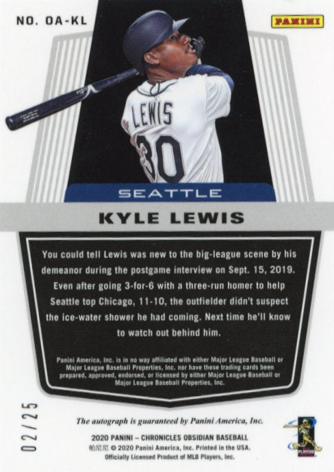 2020 Panini Obsidian Chronicles Kyle Lewis #OA-KL - Autograph #/25 Mariners