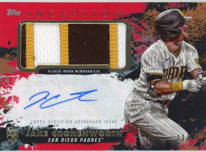 2021 Topps Inception Jake Cronenworth RC # APC-JC - Autograph Relic Red #/25 Padres