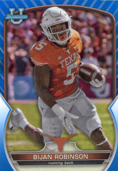 2022 Topps Bowman University Bijan Robinson #70 - Blue #/199 Texas