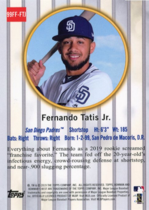 2019 Topps Bowman's Best Fernando Tatis Jr. Franchise Favorites RC #99FF-FTJ - Padres