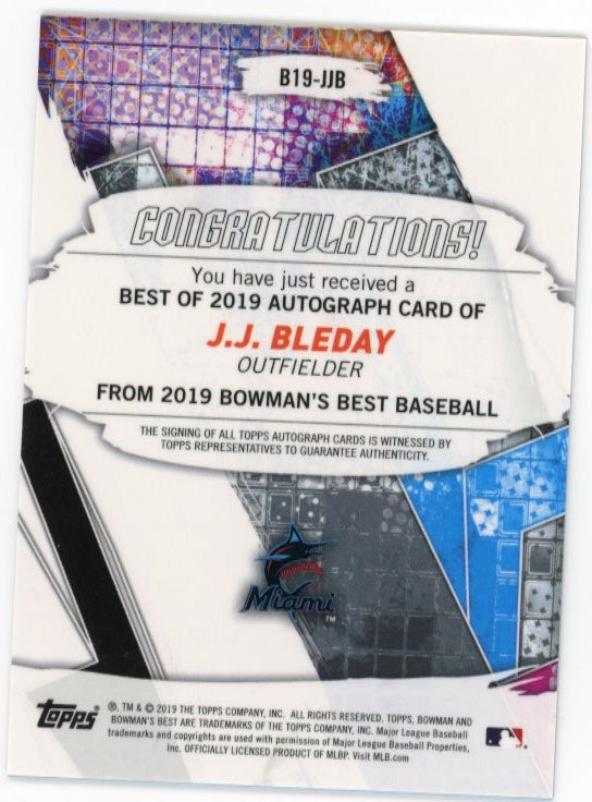 2019 Topps Bowman's Best JJ Bleday #B19-JJB - #/150 Autograph Blue Marlins