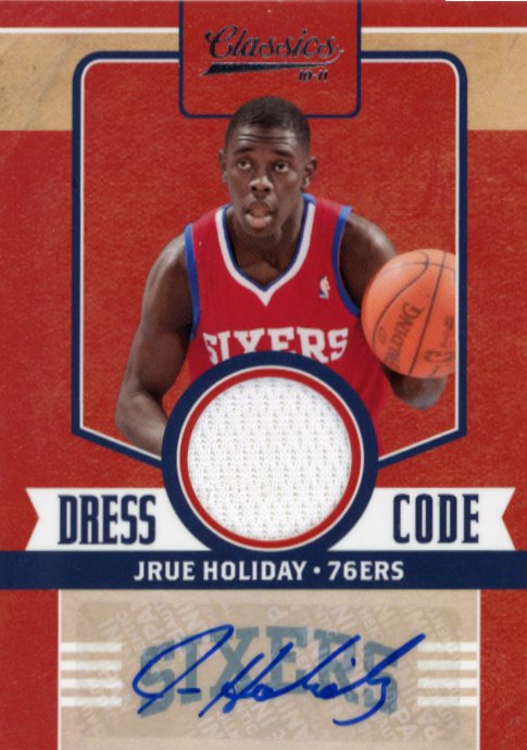 2010/11 Panini Classics Jrue Holiday Dress Code #17 - Autograph Relic #/25 Sixers