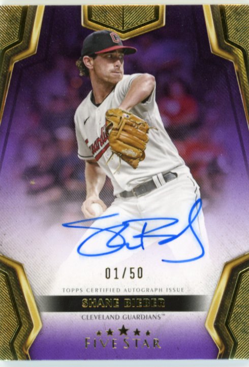 2024 Topps Five Star Shane Bieber #FSA-SB - Autograph Purple #/50 Guardians