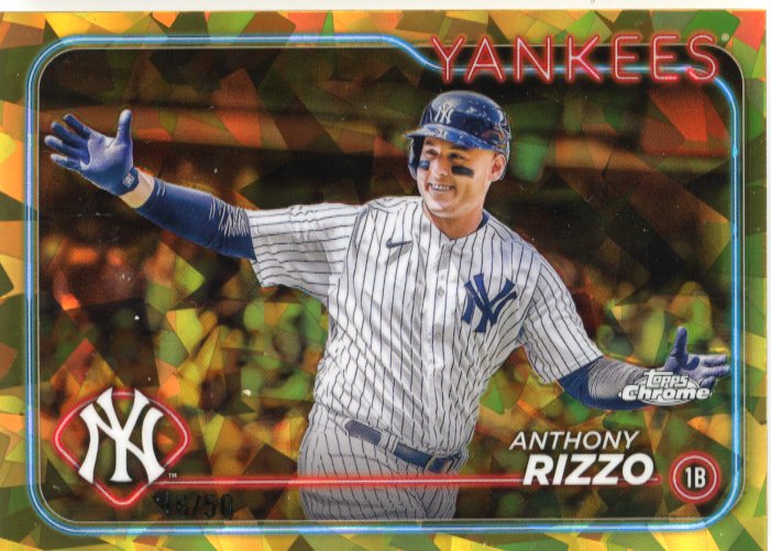 2024 Topps Chrome Anthony Rizzo #184 - Gold Cracked Ice #/50 Yankees