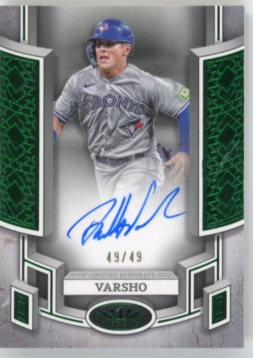 2024 Topps Tier One Daulton Varsho #BOA-DV - Autograph Green #/49 Blue Jays