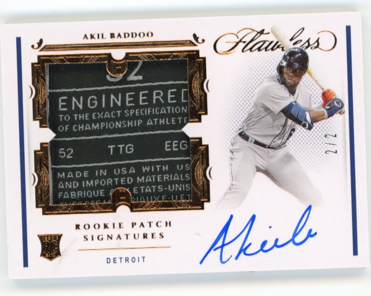 2021 Panini Flawless Akil Baddoo Rookie RC #RPS-AB - Autograph Patch #/2 Tigers