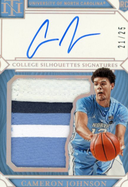 2019 Panini National Treasures Cameron Johnson Rookie RC #99 - Autograph Patch #/25 Tarheels