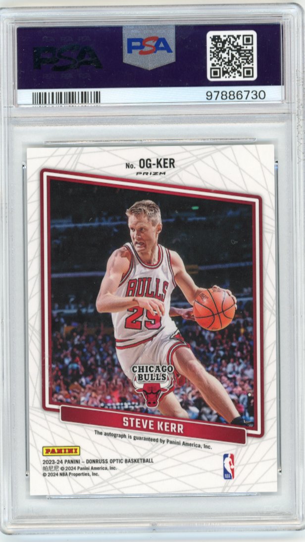 2023/24 Panini Donruss Optic Steve Kerr Opti-Graphs #OG-KER - Autographs PSA 9 Bulls