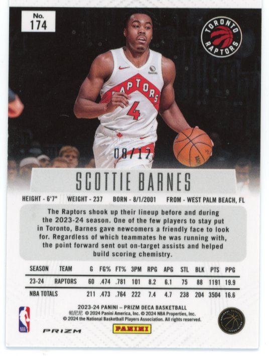 2023/24 Panini Prizm Scottie Barnes #174 - Green Shimmer #/12 Raptors