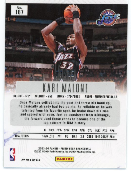 2023/24 Panini Prizm Karl Malone #167 - Green Shimmer #/12 Jazz