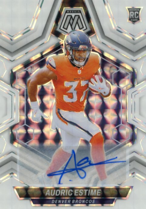 2024 Panini Mosaic Audric Estime Rookie RC #392 - White Autograph Broncos