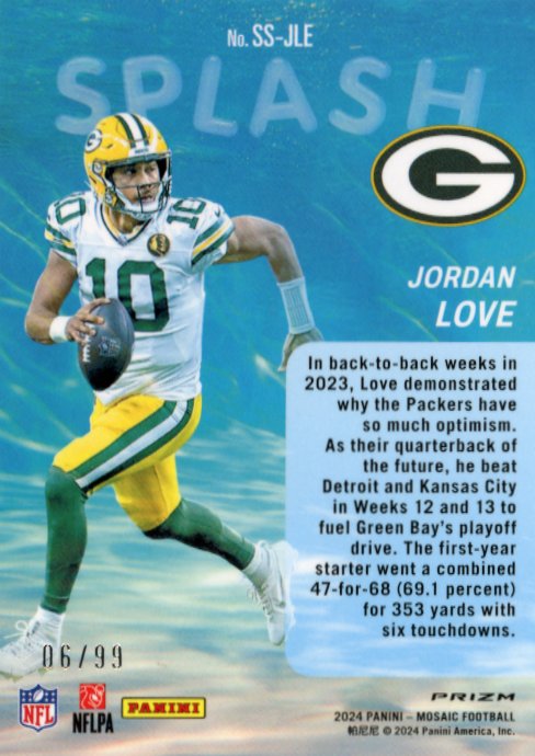 2024 Panini Mosaic Jordan Love Splash #SS-JLE - Packers