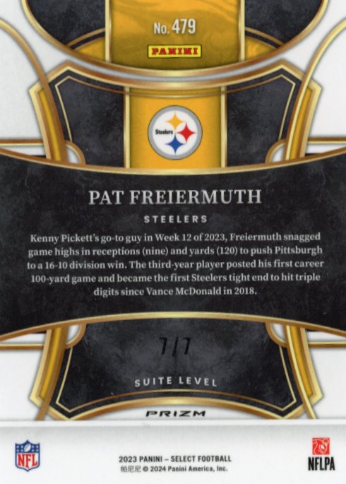 2023 Panini Select Pat Freiermuth #479 - FOTL Orange Pulsar #/7 Steelers