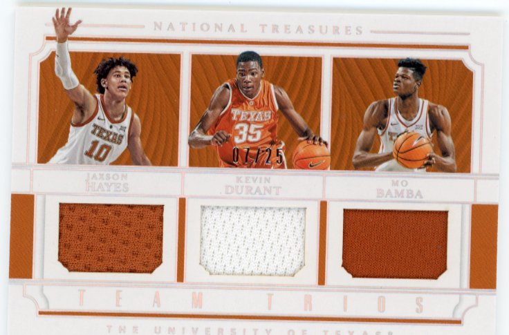 2019 Panini National Treasures Durant/Bamba/Hayes #4 - Team Trios Longhorns