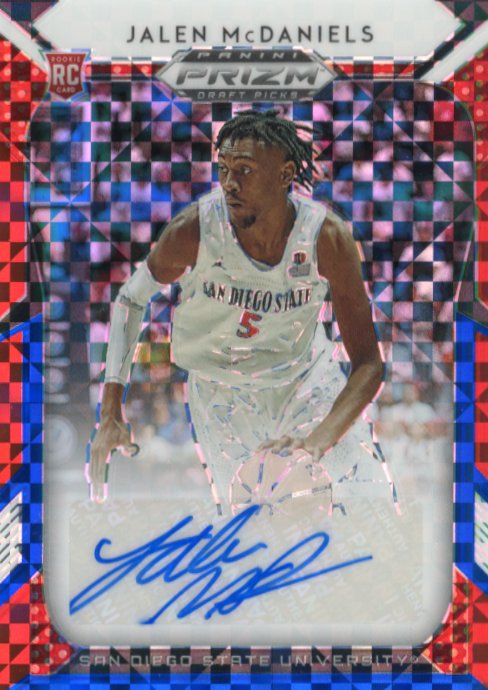 2019 Panini Prizm Draft Picks Jalen McDaniels Rookie RC #52 - Autograph Red Checkered #/99