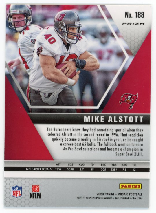 2020 Panini Mosaic Mike Alstott #188 - White Sparkle Buccaneers