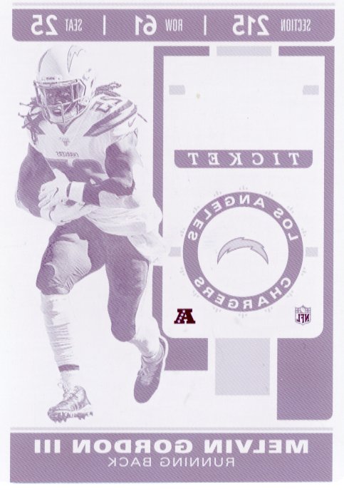 2019 Panini Contenders Melvin Gordon III #90 - 1/1 PRINTING PLATE Chargers