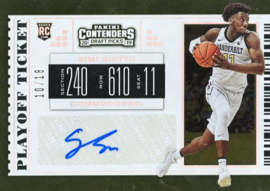 2019 Panini Contenders Draft Picks Simi Shittu #96 - Autograph Gold #/18