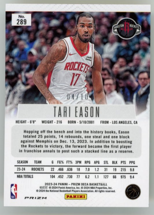 2023/24 Panini Prizm Tari Eason #289 - Gold #/10 Rockets