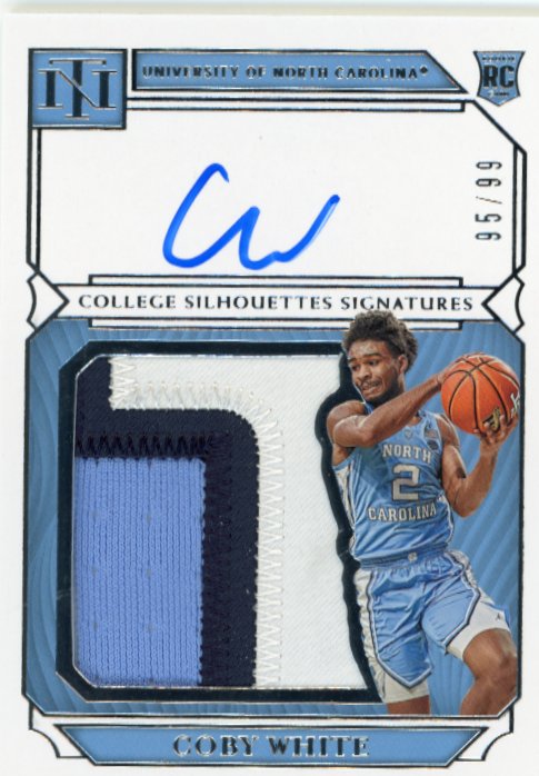 2019 Panini National Treasures Collegiate Coby White Rookie RC #88 - Patch Autograph #/99 Tarheels