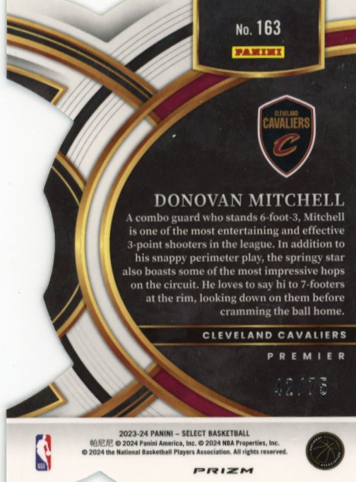 2023/24 Panini Select Donovan Mitchell #163 - Green #/75 Cavaliers