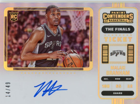 2022/23 Panini Contenders Malaki Branham The Finals Ticket RC #125 - #/49 Autograph Spurs