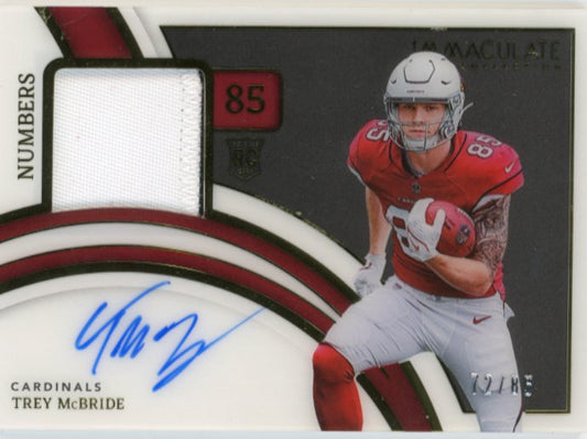 2022 Panini Immaculate Collection Trey McBride RC #INA-TMB - #/85 Autograph Relic Cardinals