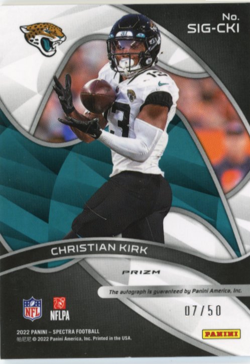 2022 Panini Spectra Christian Kirk #SIG-CKI - #/50 Autograph Jaguars